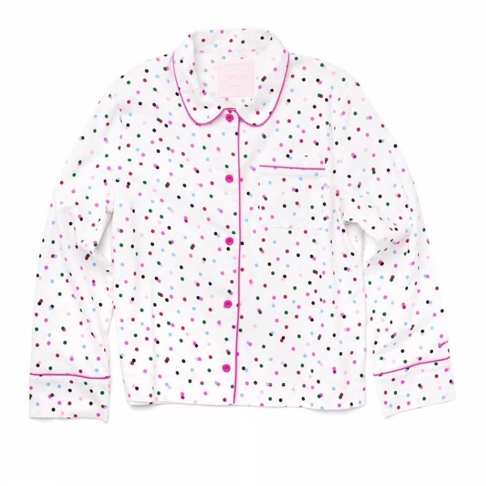 Bando White and Pink Party Dot Flannel Pajama Set
